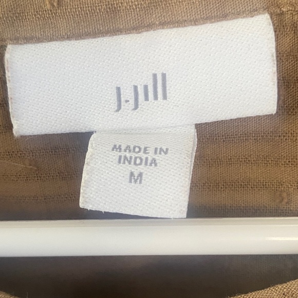 J. Jill Embroidered Boho Blouse Size Medium Brown Floral Peasant Top - Picture 2 of 10